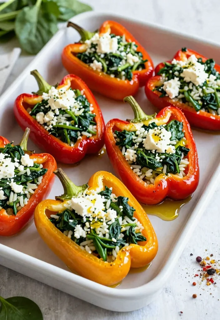 12 Healthy Budget Friendly Recipes That Save Time and Money 6. Spinach and Feta Stuffed Peppers 0