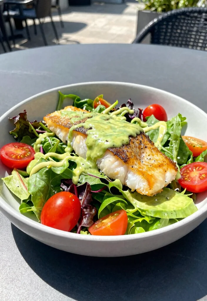 12 Healthy Flounder Recipes for Light Protein Packed Meals 9. Flounder Salad with Avocado Dressing 0