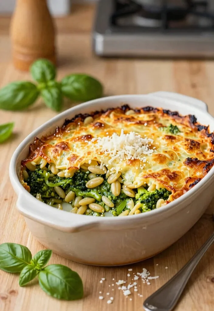12 Orzo Dinner Recipes for Simple Mediterranean Style Meals 11. Orzo and Broccoli Pesto Gratin 0