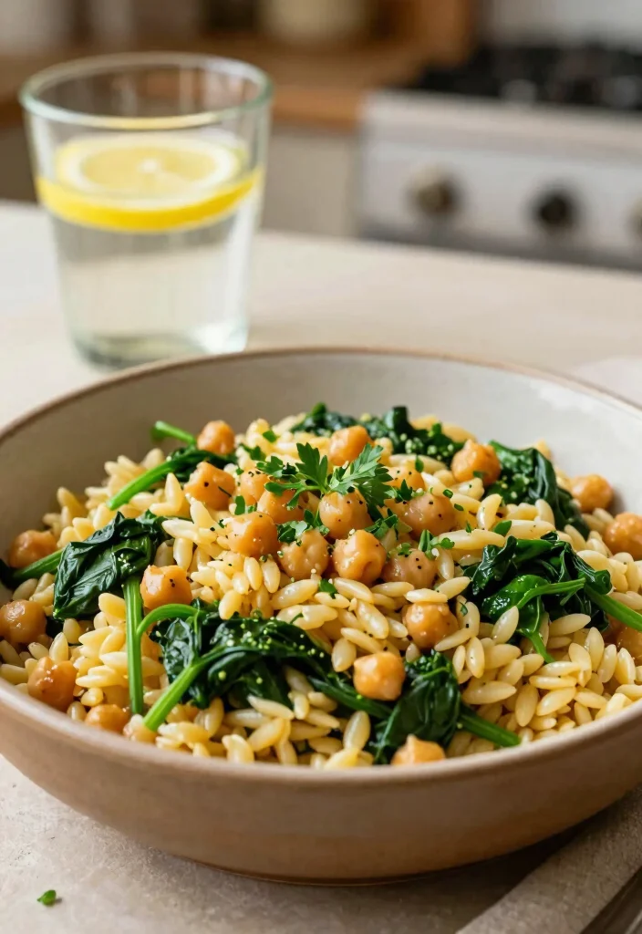 12 Orzo Dinner Recipes for Simple Mediterranean Style Meals 5. One Pot Orzo with Chickpeas and Spinach 0