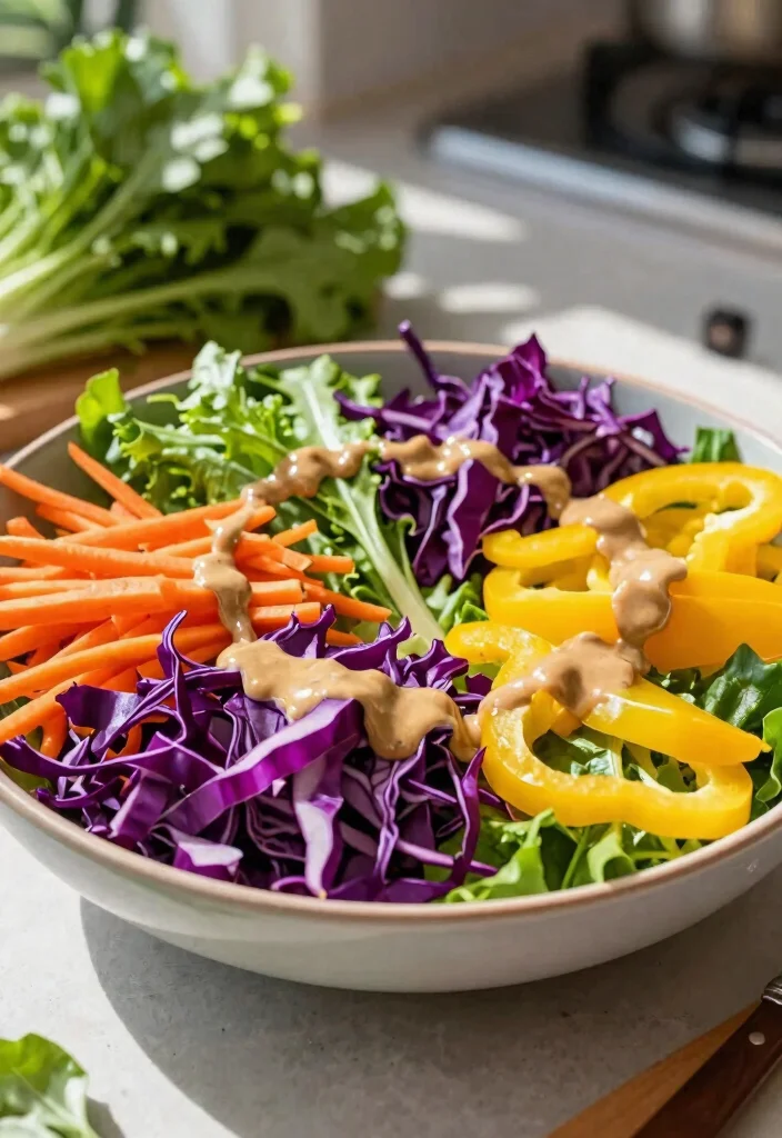 12 Vegan Salad Recipes for Fresh Plant Based Eating 3. Rainbow Salad with Tahini Dressing 0
